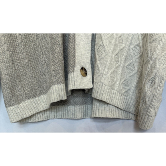 J Jill Womens Patchwork Cable Knit Cardigan Sweater Size XL Fisherman Preppy - Picture 5 of 13